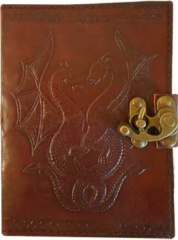 Light Brown Double Dragon Leather Journal w/ Latch
