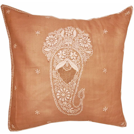 Brinda Embroidery Design Silk Fabric Decorative Pillow Cover