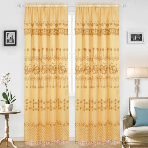 Embroidered Curtain Panel With Backing - Assorted Colors