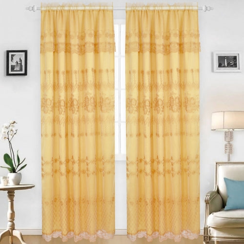 Embroidered Curtain Panel With Backing - Assorted Colors