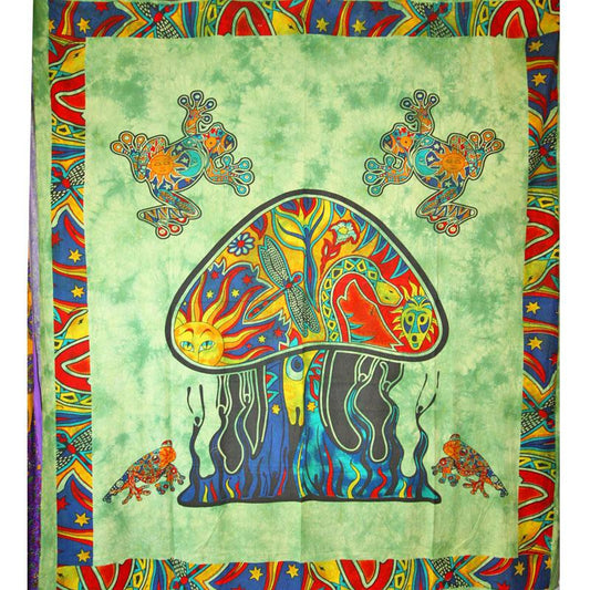 Green Psychedelic Mushroom Tapestry