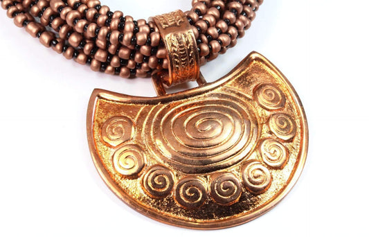 Crescent Moon Spiral Statement Necklace