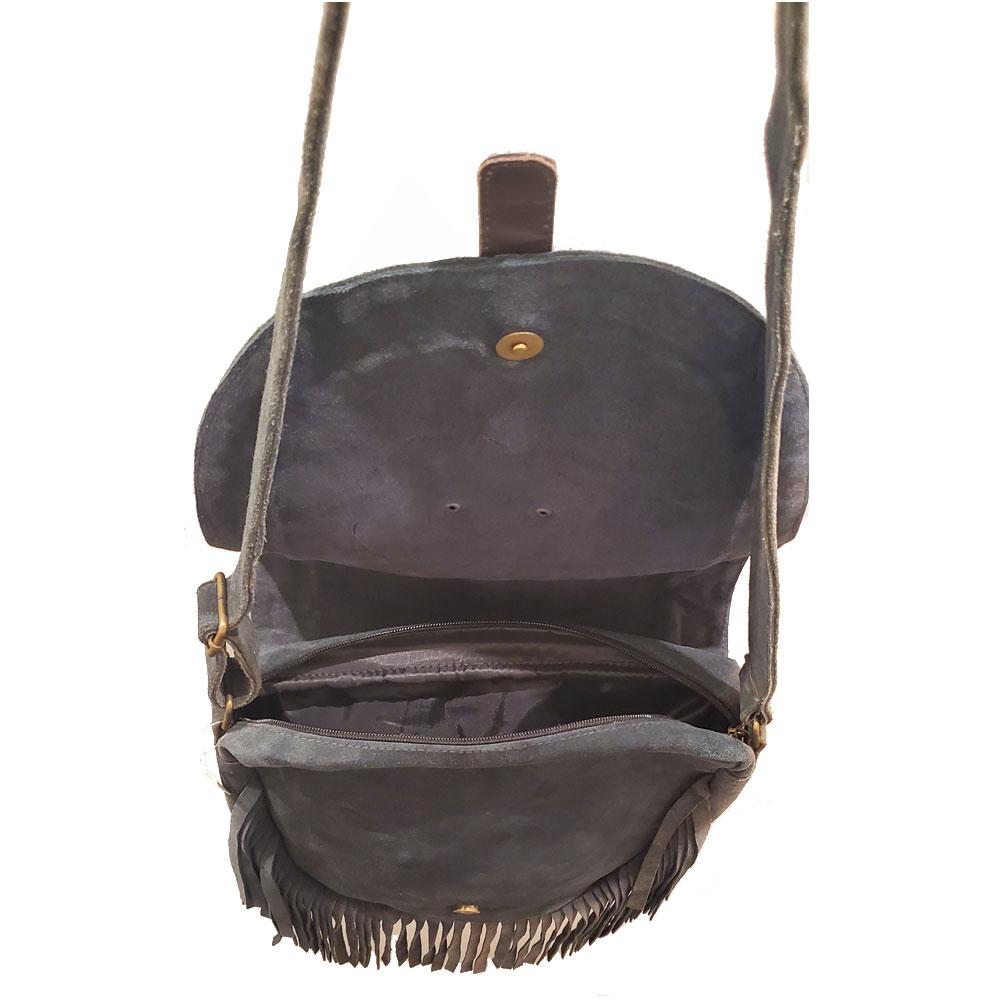 Leather Boho Fringe Tassel Crossbody Bag