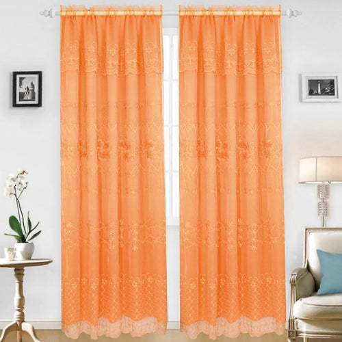 Embroidered Curtain Panel With Backing - Assorted Colors