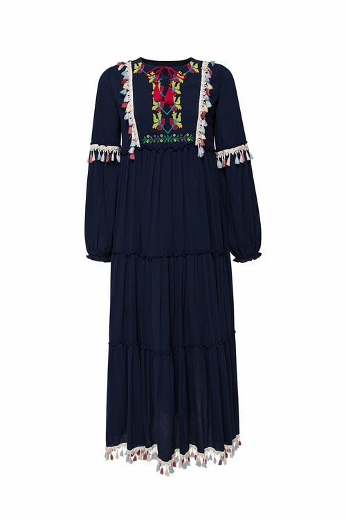 Maxi Boho Multi Cultural Cottage Core Dress