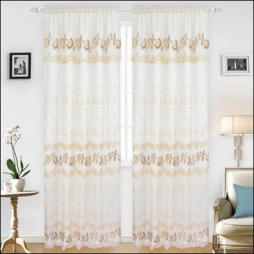 Embroidered Curtain Panel With Backing - Assorted Colors