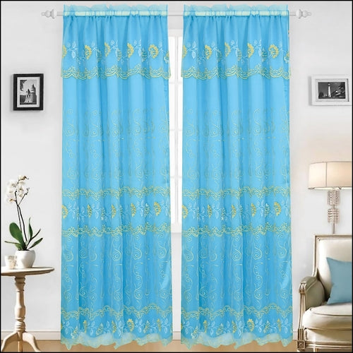 Embroidered Curtain Panel With Backing - Assorted Colors