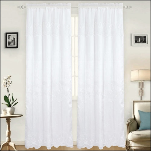 Embroidered Curtain Panel With Backing - Assorted Colors