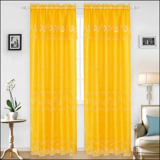Embroidered Curtain Panel With Backing - Assorted Colors