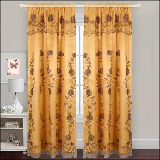 Embroidered Curtain Panel With Backing- Assorted Colors