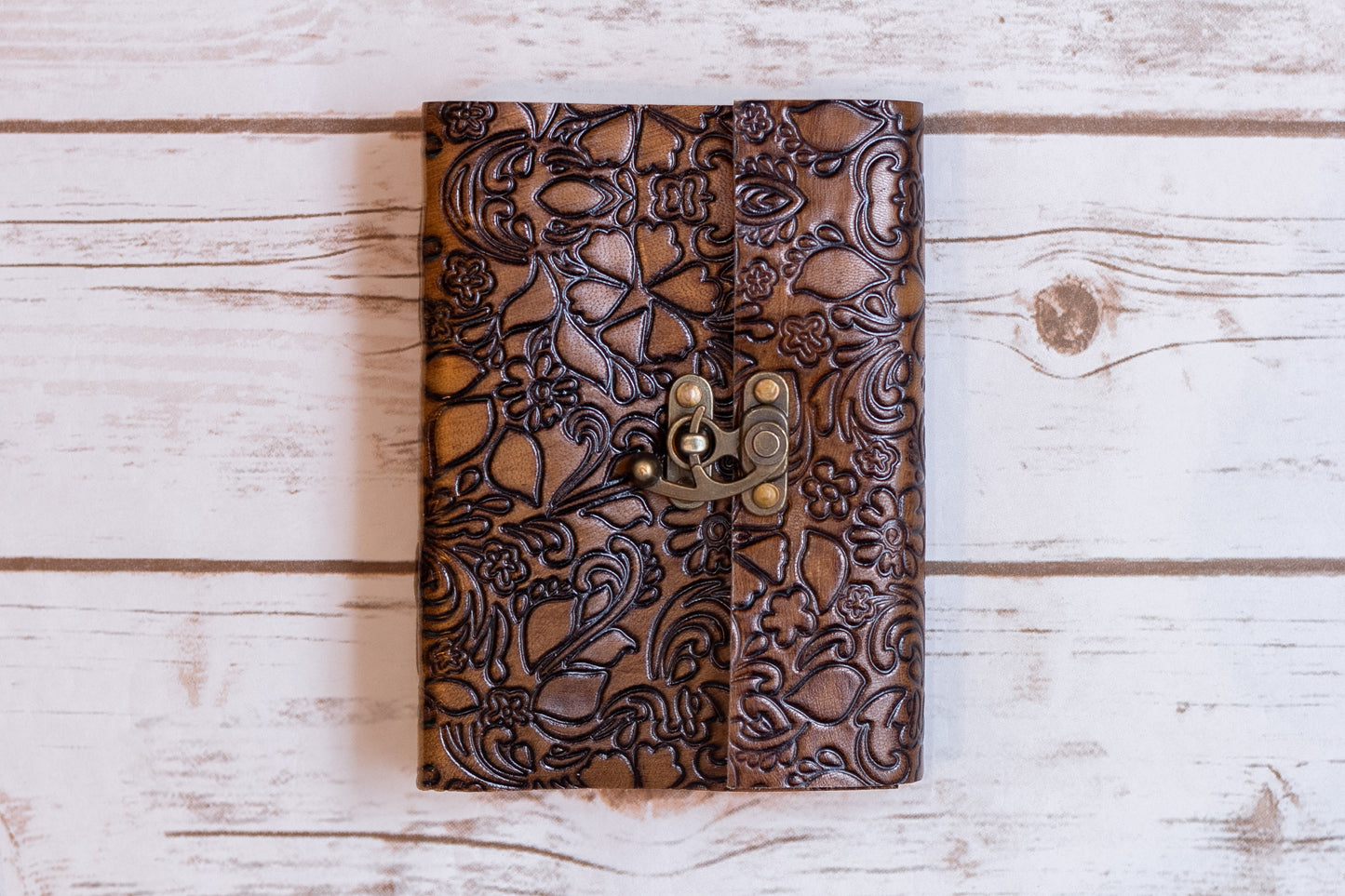 Floral Embossed Latch Journal