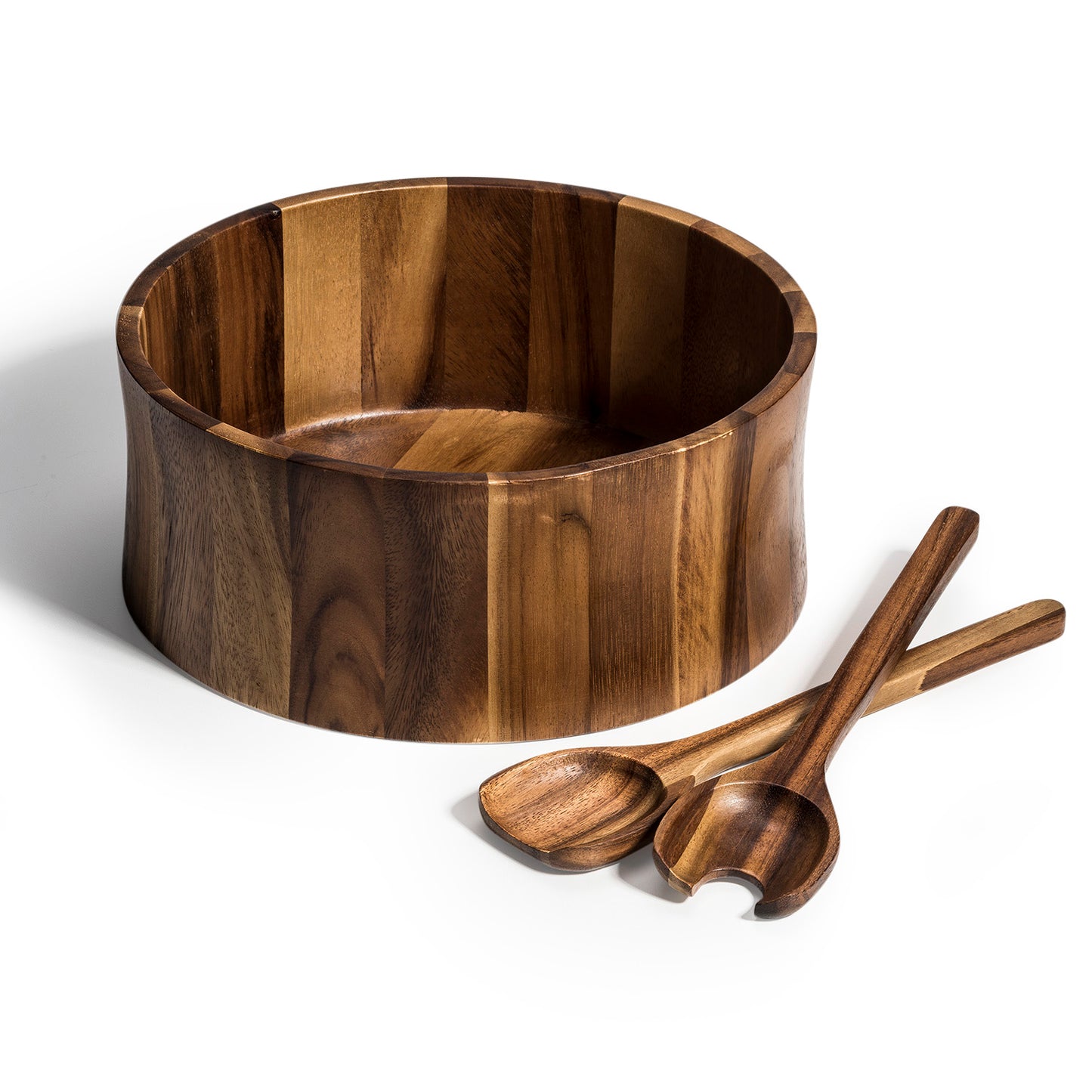 Acacia Wood Salad Bowl with Servers 12" x 5"