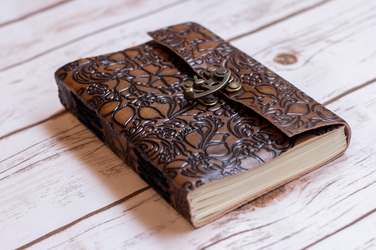 Floral Embossed Latch Journal