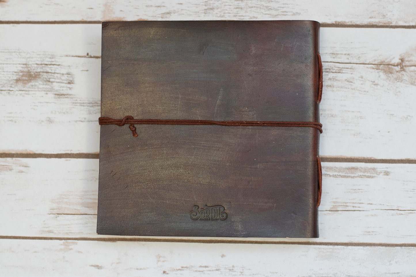 World Map Square Handmade Leather Journal